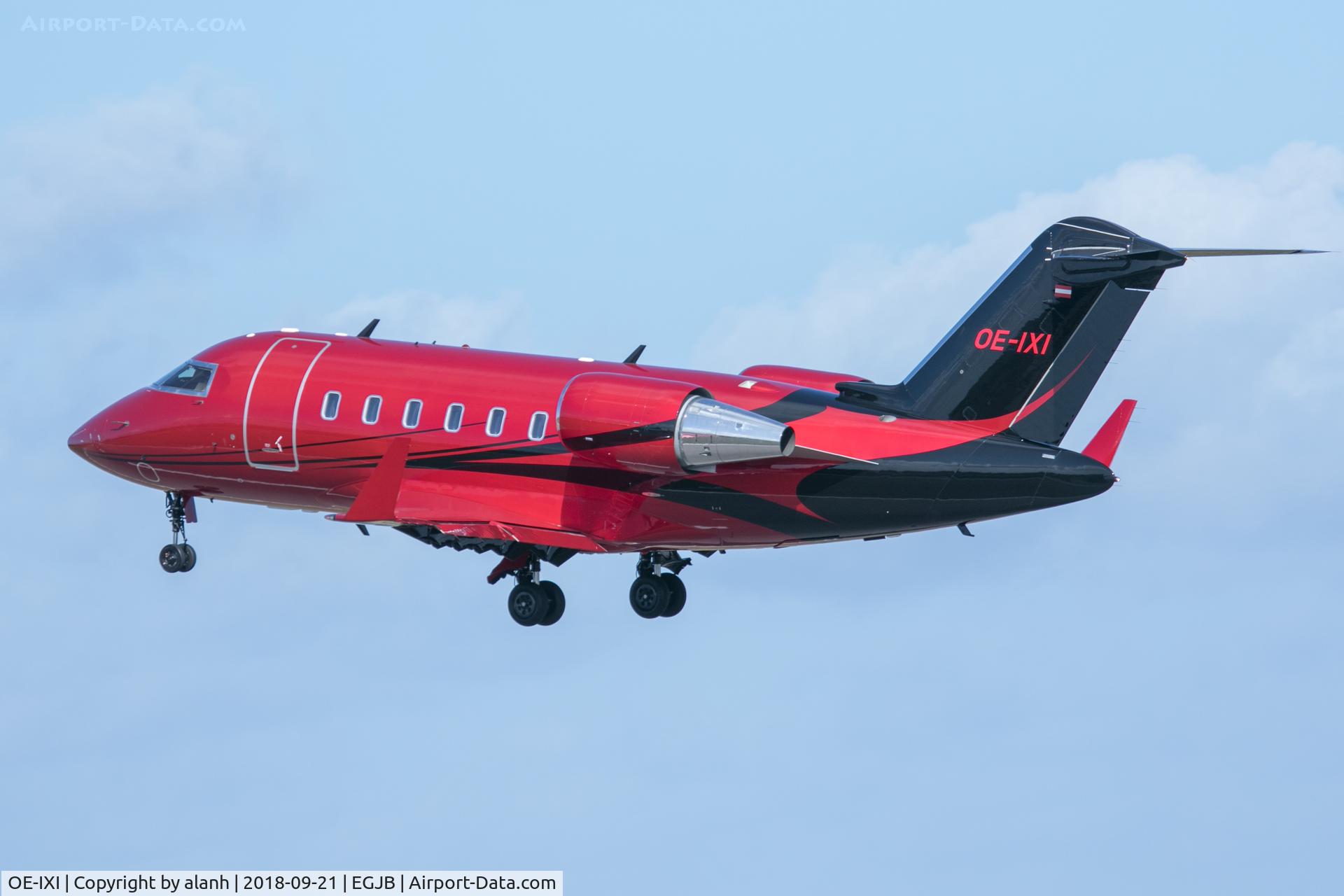 OE-IXI, 2012 Bombardier Challenger 605 (CL-600-2B16) C/N 5904, Climbing out from 27 at Guernsey