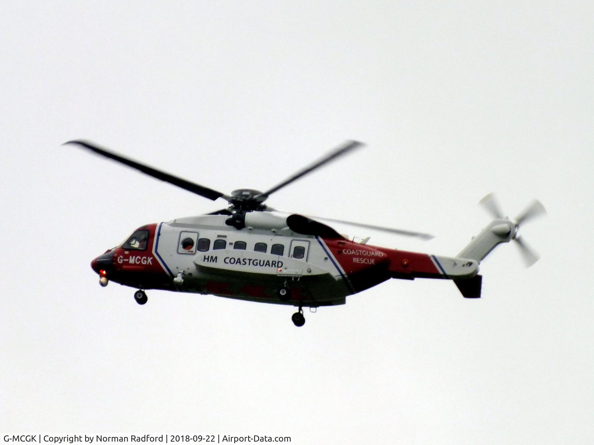 G-MCGK, 2014 Sikorsky S-92A C/N 920251, Searching River Dee, North Wales, UK - 22nd September 2018