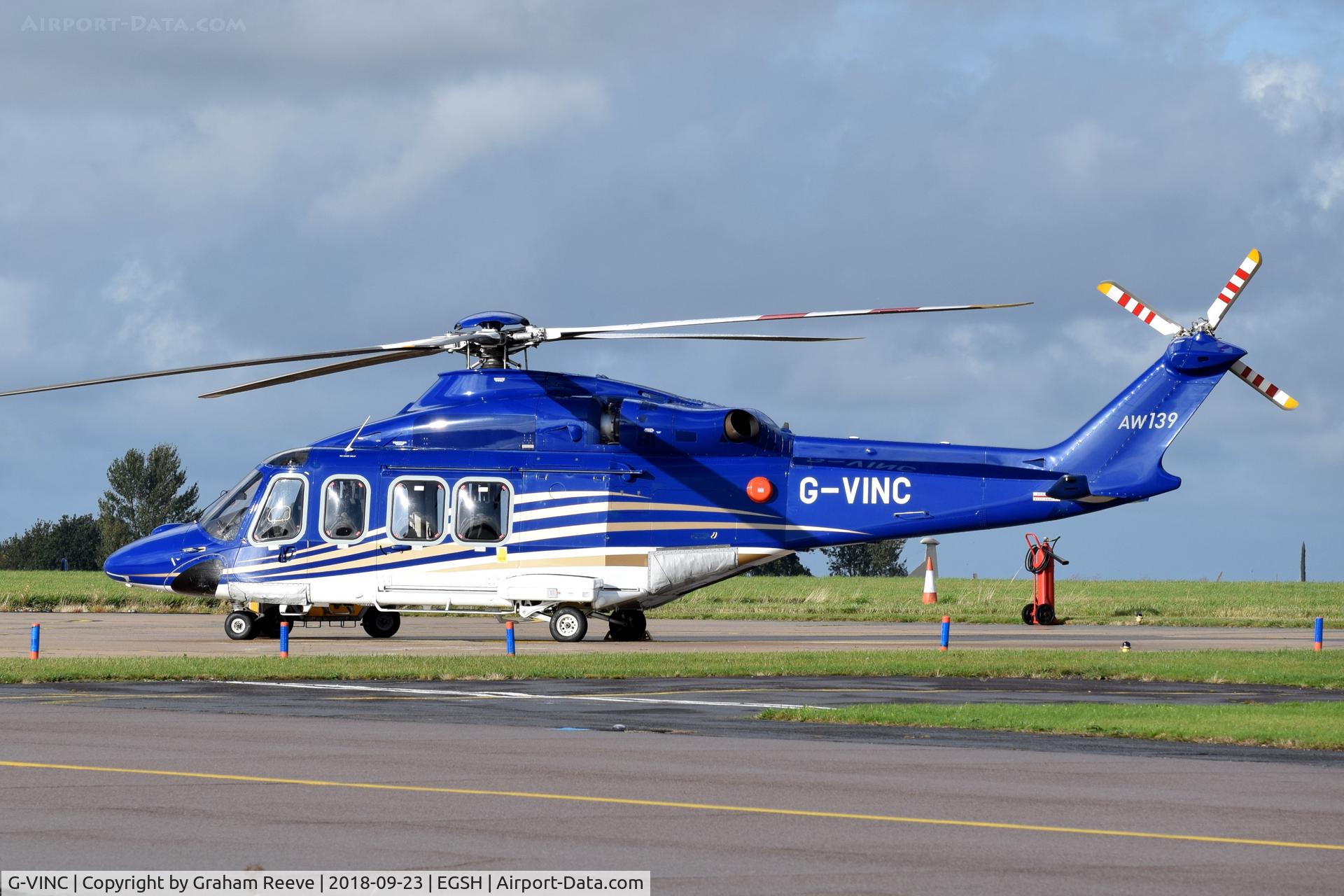 G-VINC, 2013 AgustaWestland AW-139 C/N 31478, Parked at Norwich.