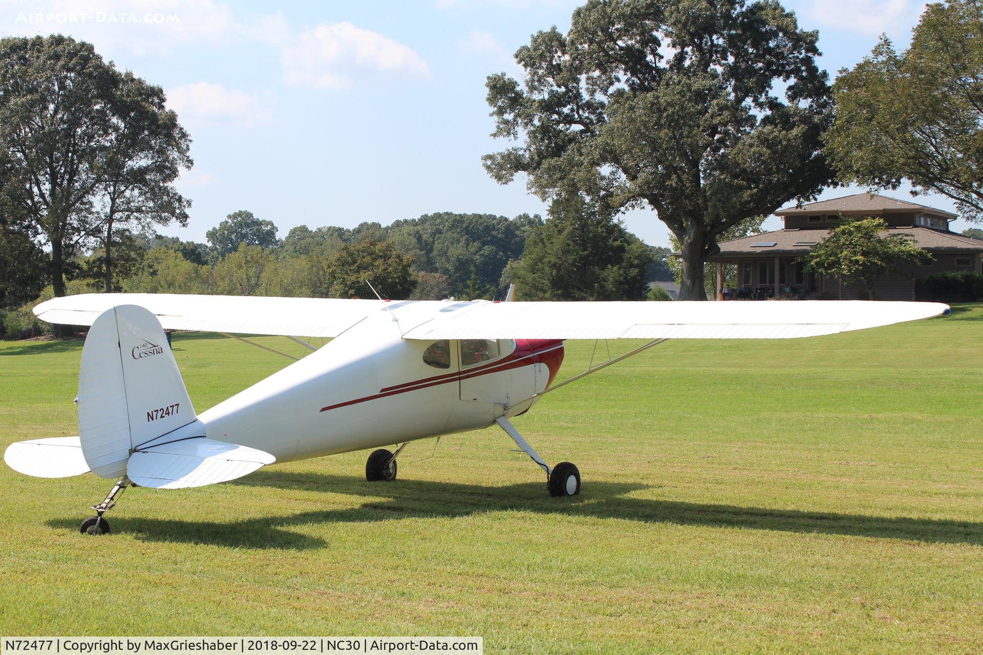 N72477, 1946 Cessna 140 C/N 9645, Miller Air Park Fly In 2018