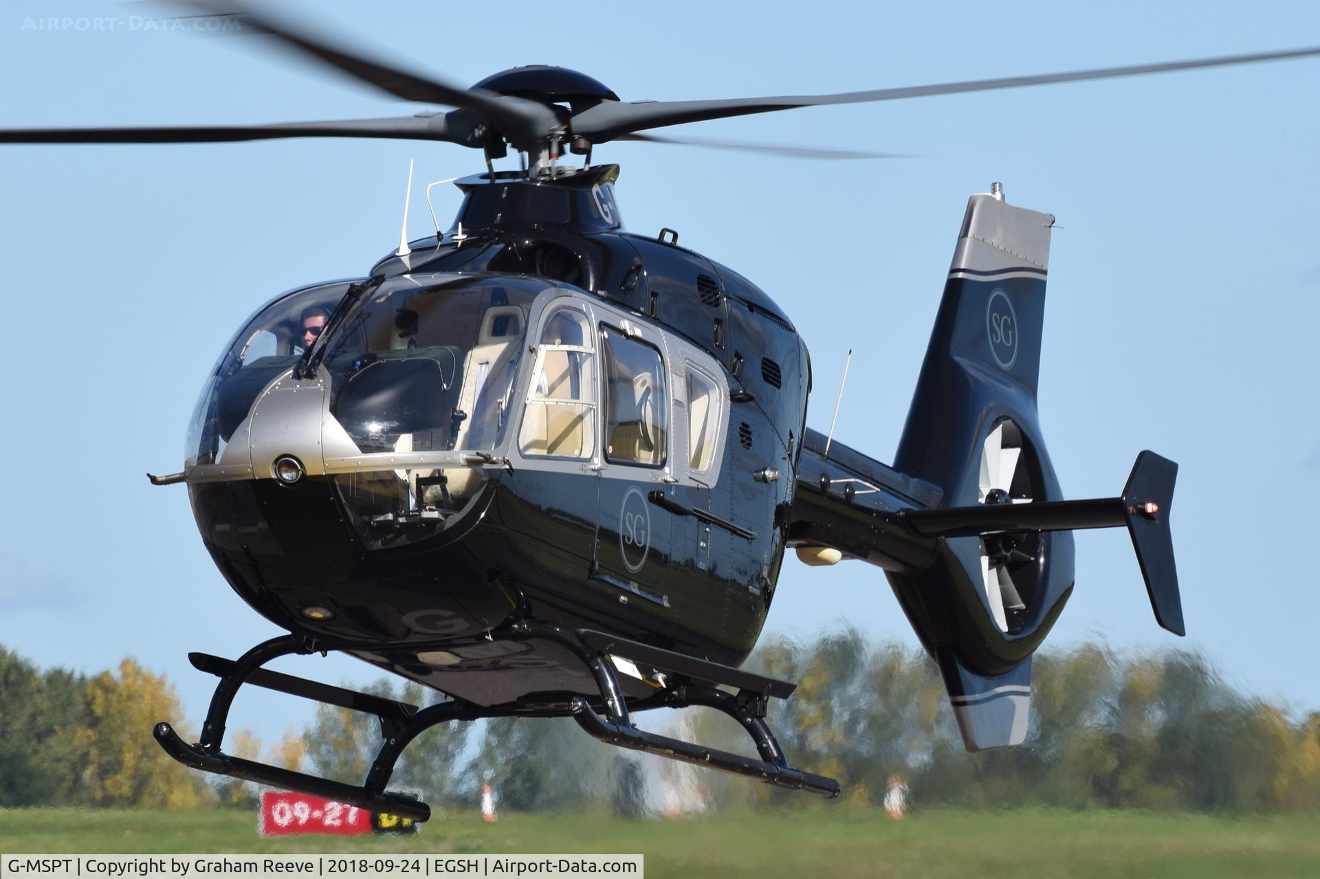 G-MSPT, 2004 Eurocopter EC-135T-2 C/N 0361, Landing at Norwich.