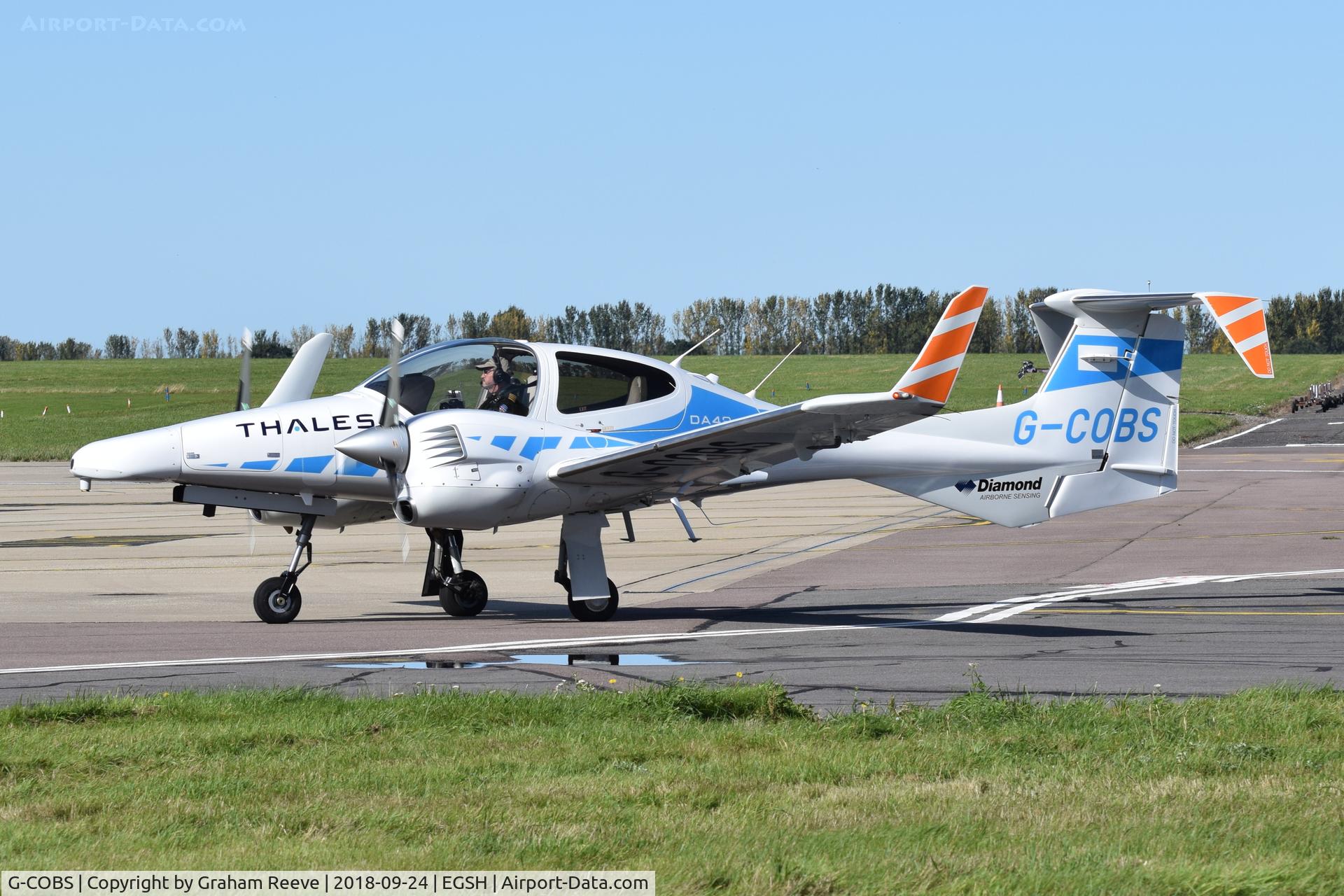 G-COBS, 2011 Diamond DA-42M-NG Twin Star C/N 42.MN020, Just landed at Norwich.