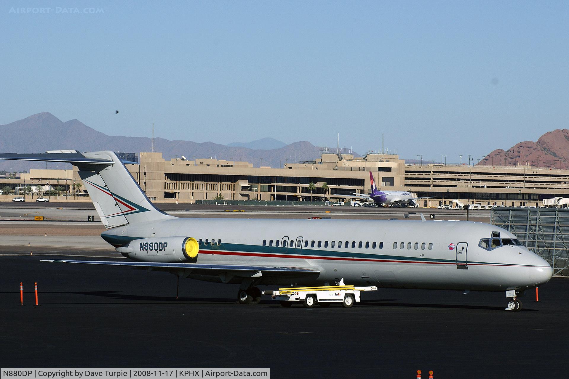 N880DP, 1974 McDonnell Douglas DC-9-32 C/N 47635, Used for a few years by the Detroit Pistons as their team plane. It is apparently stored now. The team was in Phoenix and lost to the Suns 104-86 the day before this picture was taken.