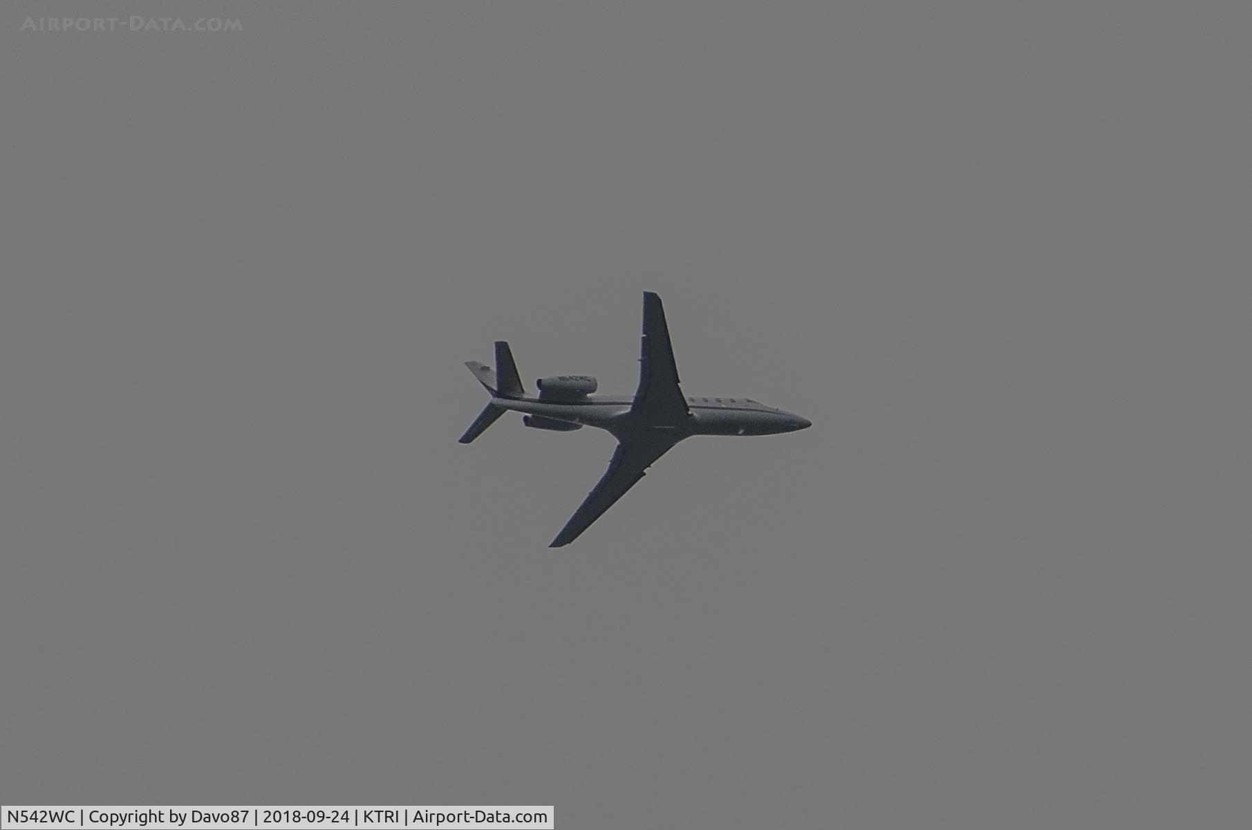 N542WC, 1990 Israel Aircraft Industries 1125 Westwind Astra C/N 044, On approach to Tri-Cities Airport flying over Bristol Motor Speedway.