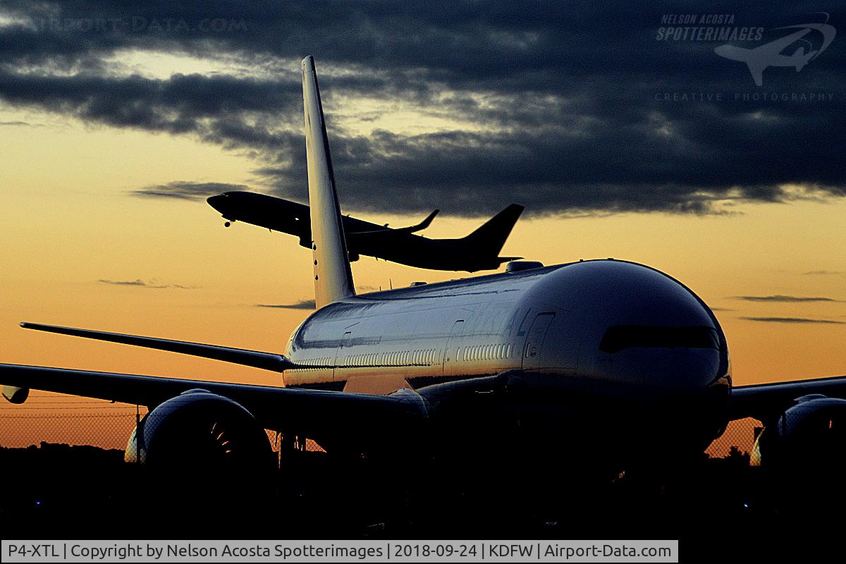 P4-XTL, 2011 Boeing 777-29MLR C/N 40955, Sunset silhouette
