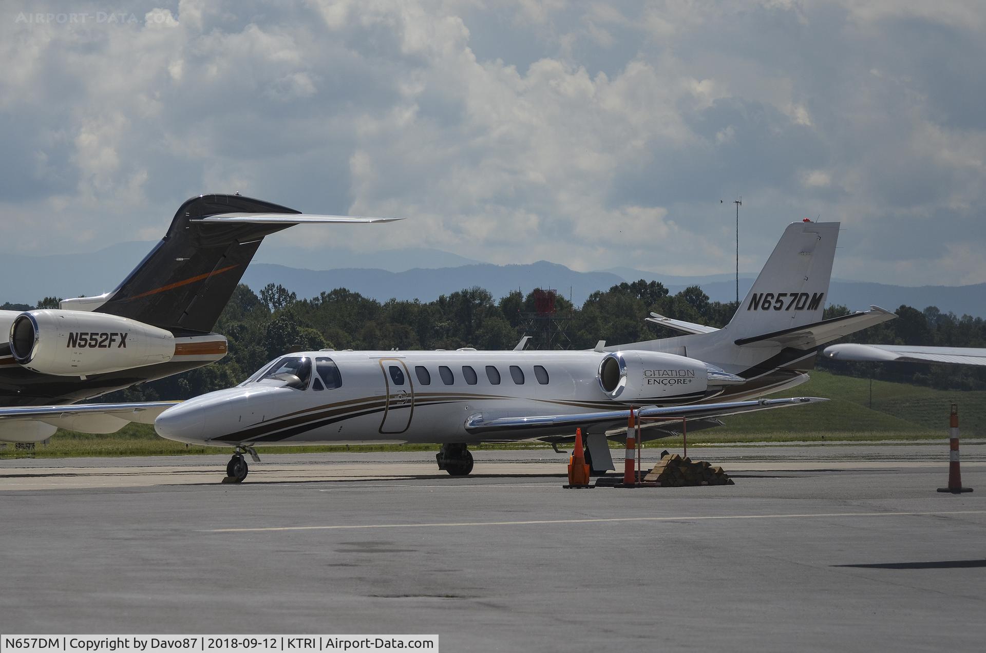 N657DM, 2009 Cessna 560 Citation Encore+ C/N 560-0810, Parked at Tri-Cities Airport.