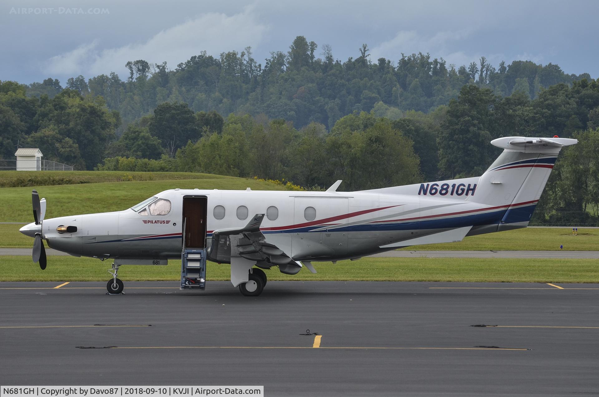 N681GH, 2005 Pilatus PC-12/45 C/N 681, Parked at Abingdon Highlands Airport.