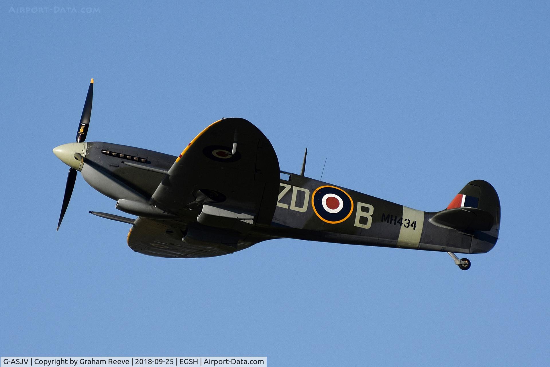G-ASJV, 1943 Supermarine 361 Spitfire LF.IXb C/N CBAF.IX.552, Departing from Norwich.