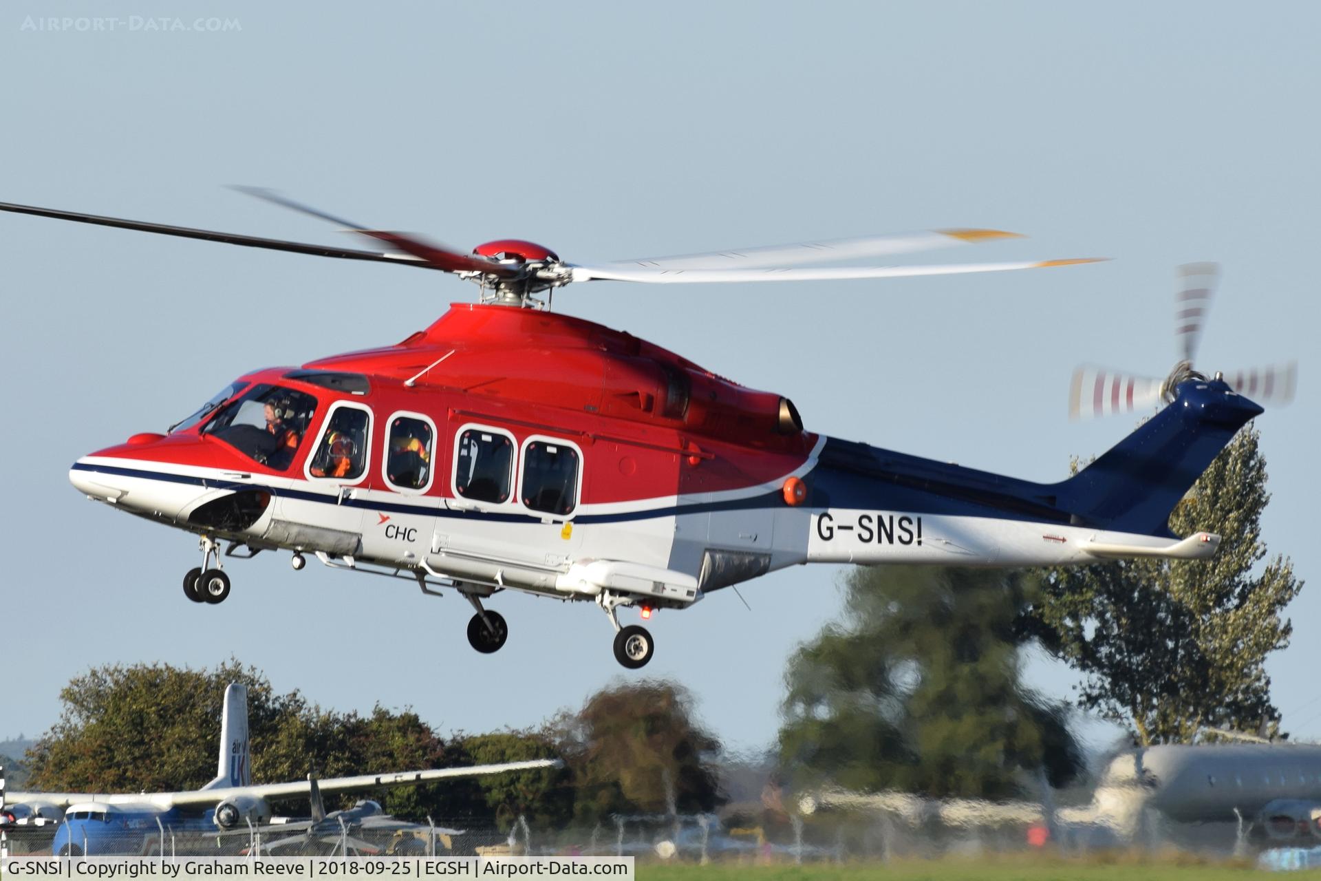 G-SNSI, 2013 AgustaWestland AW-139 C/N 31479, Departing from Norwich.