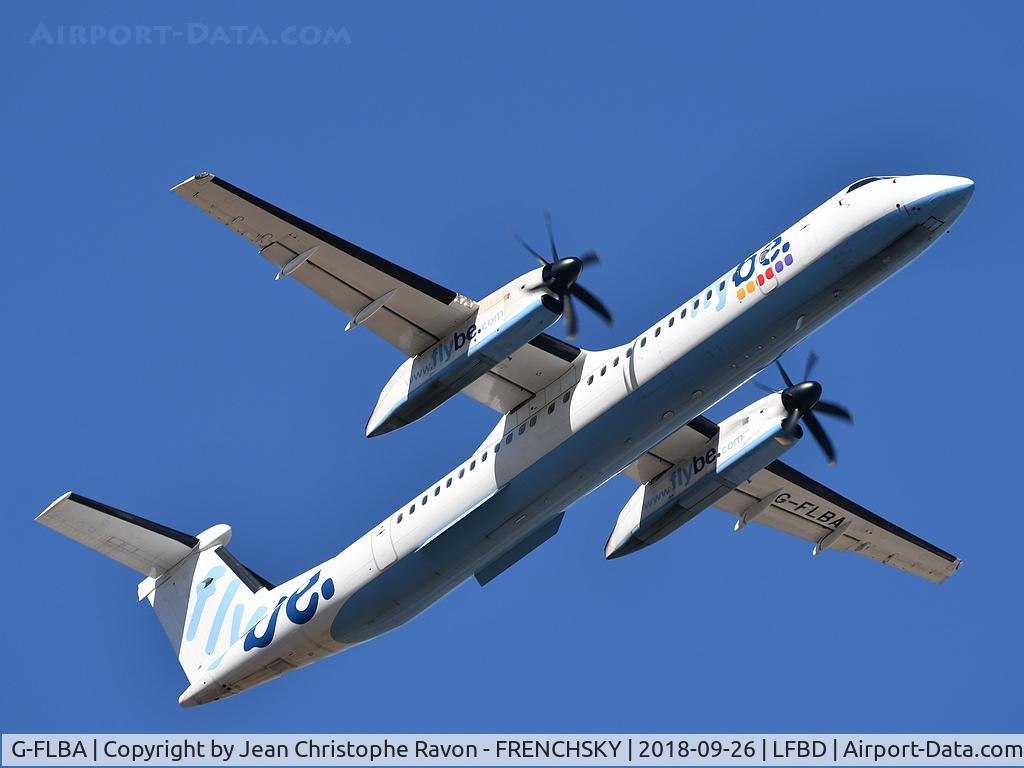 G-FLBA, 2009 De Havilland Canada DHC-8-402Q Dash 8 C/N 4253, BE1844 take off runway 11 to Birmingham (BHX)