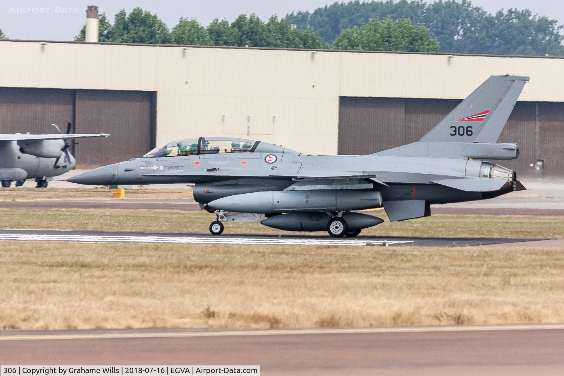 306, 1978 General Dynamics F-16BM Fighting Falcon C/N 6L-06, General Dynamics F-16BM 306 338 Skv R Norwegian AF, Fairford 16/7/18