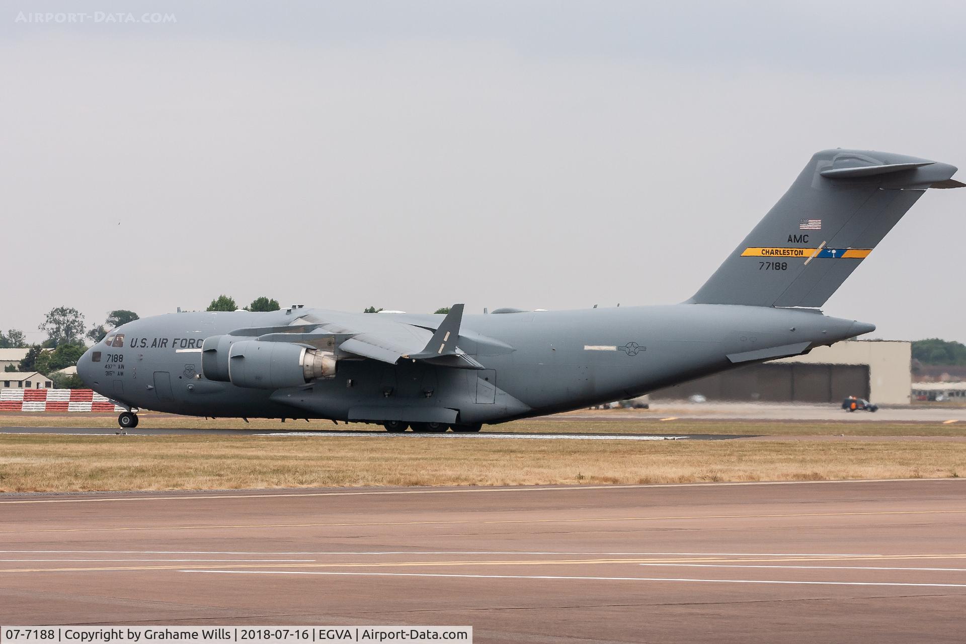 07-7188, 2007 Boeing C-17A Globemaster III C/N P-188, Boeing C-17A 07-7188 701 AS 437 AW USAF, Fairford 16/7/18