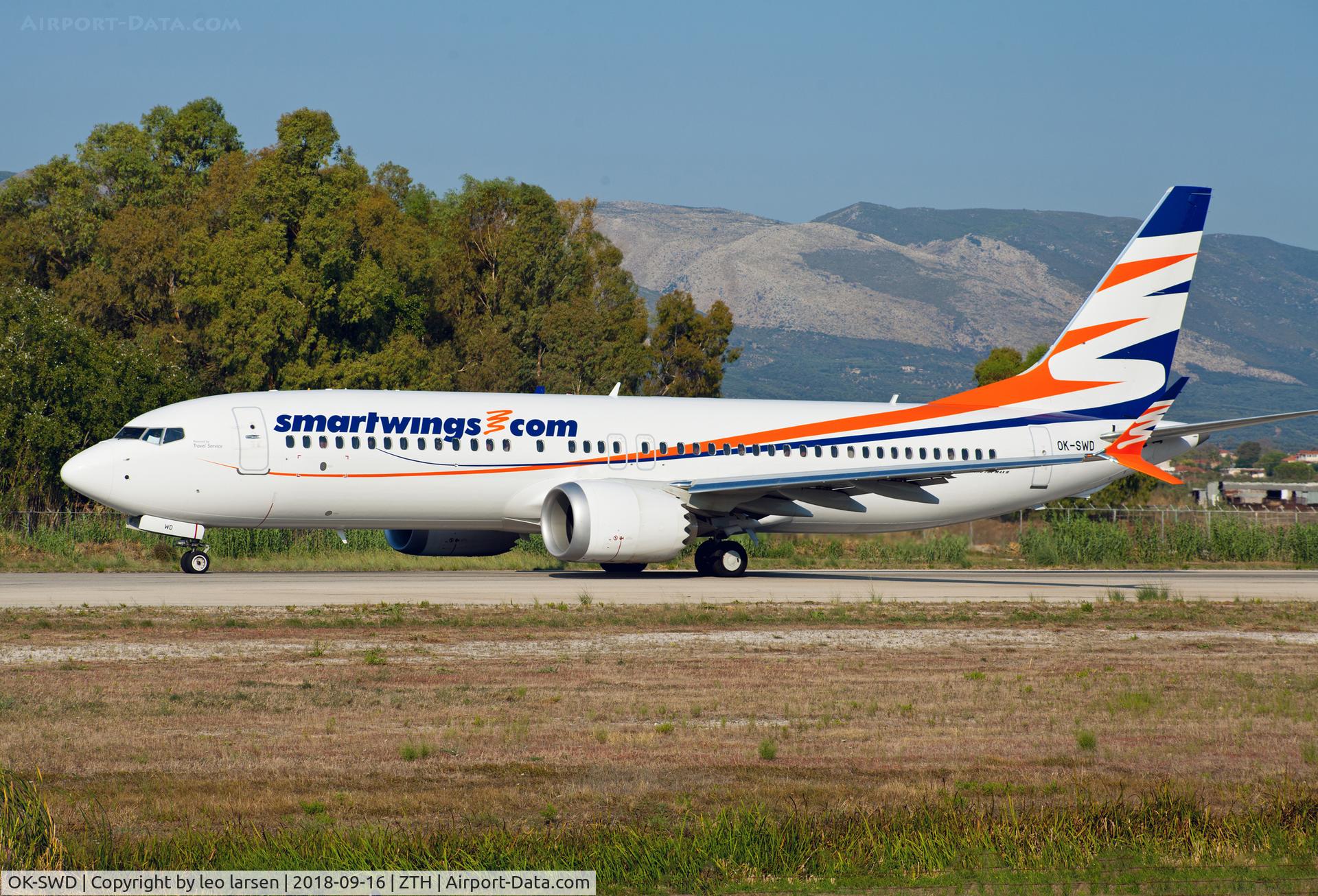 OK-SWD, 2018 Boeing 737-8 MAX C/N 43557, Zakynthos 16.9.2018 taxi to t/o pos. R-34