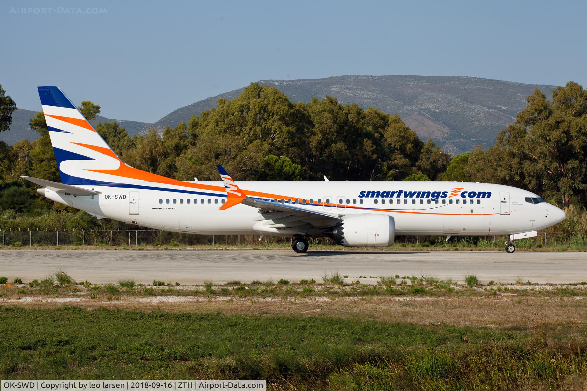 OK-SWD, 2018 Boeing 737-8 MAX C/N 43557, Zakynthos 16.9.2018 in T/O pos R-34