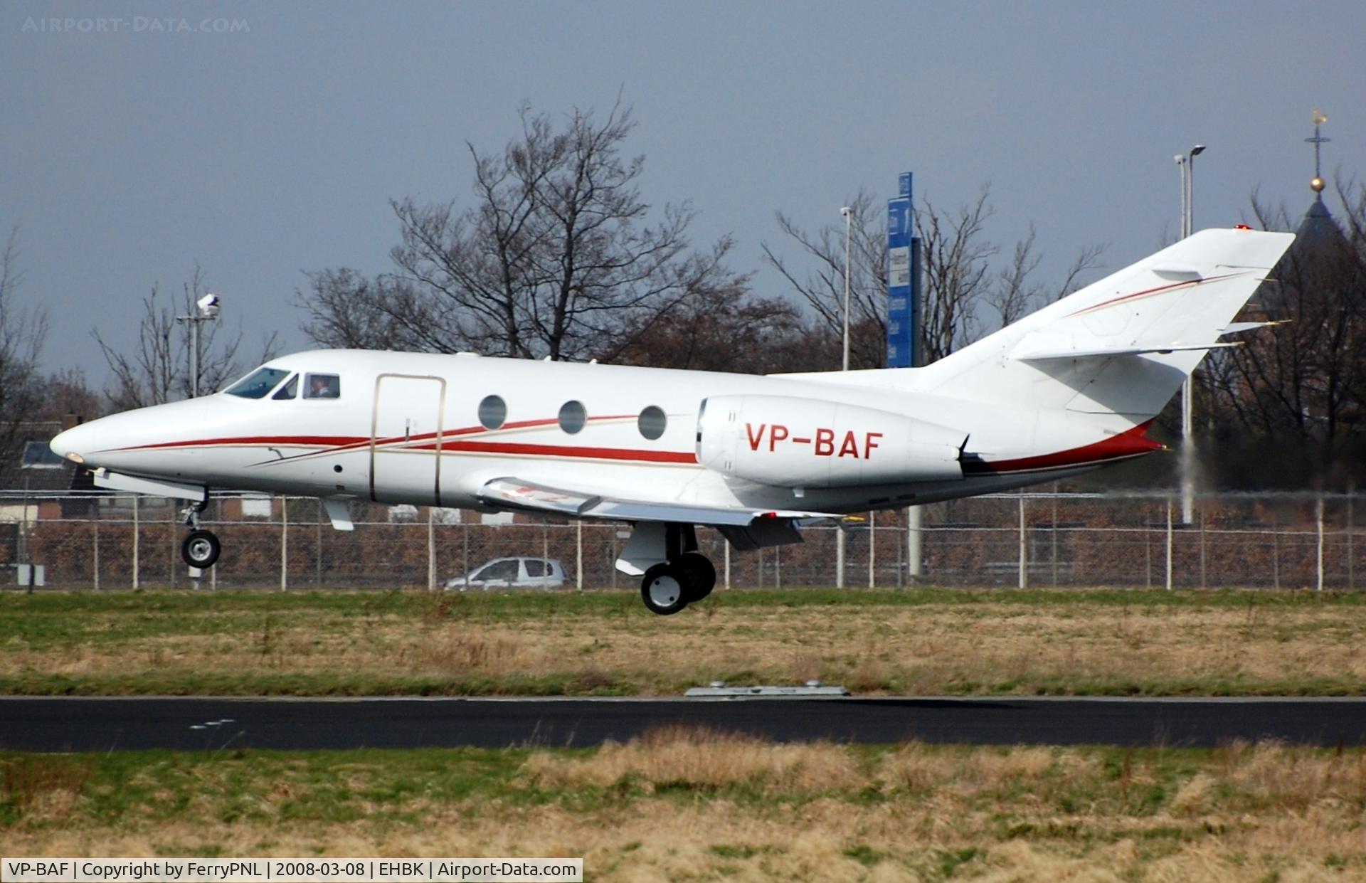 VP-BAF, 1987 Dassault Falcon 100 C/N 210, Laret Aviation DA100 landing.