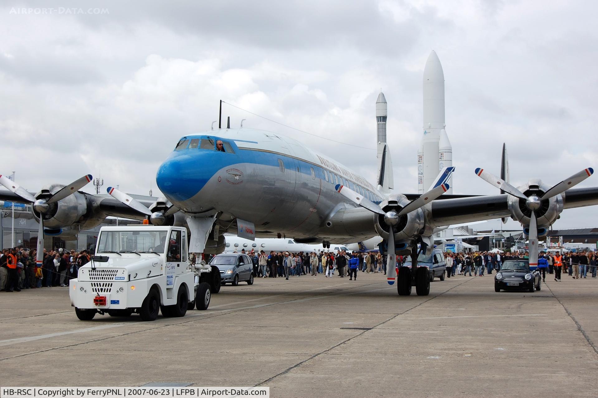 HB-RSC, 1955 Lockheed C-121C Super Constellation (L-1049F) C/N 1049F-4175, Breitling Connie being prepared for a demo flight