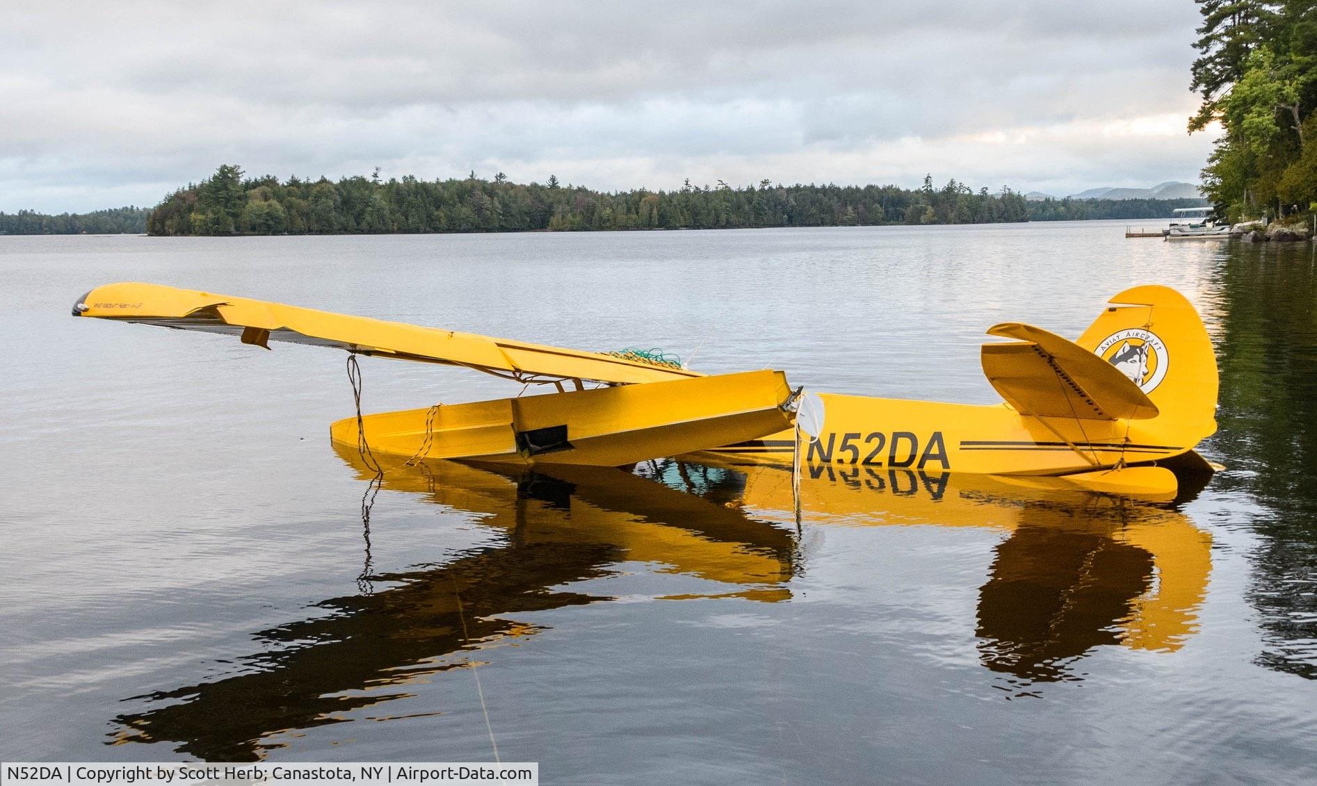 N52DA, 1999 Aviat A-1B Husky C/N 2033, Found the aircraft had apparently crash landed into a lake in NY's Adirondacks; Raquette Lake - located at Bird's Marine.