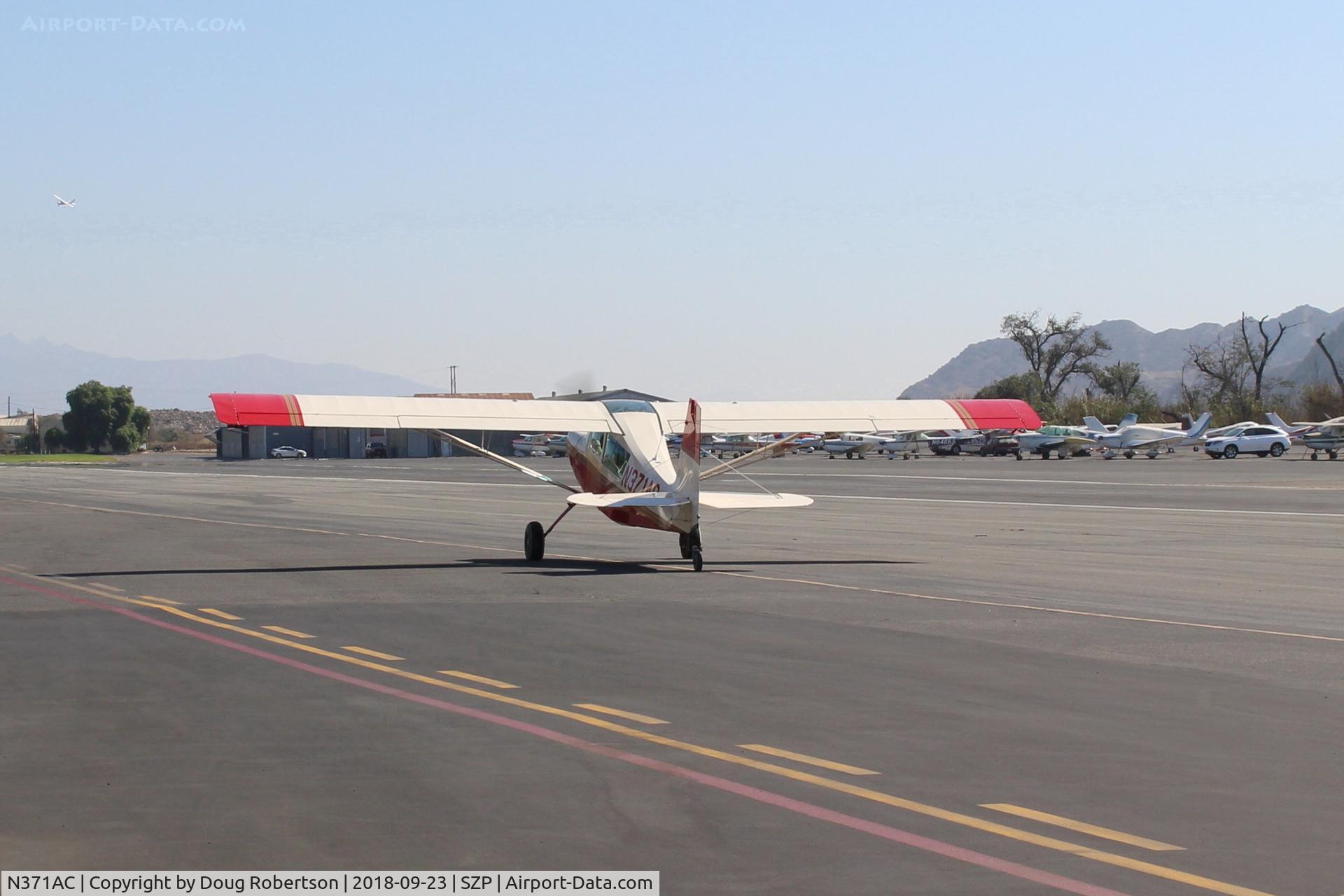 N371AC, 2002 American Champion 8GCBC Scout C/N 435-2002, 2002 American Champion 8GCBC SCOUT. Lycoming O-360 180 Hp, taxi back after landing