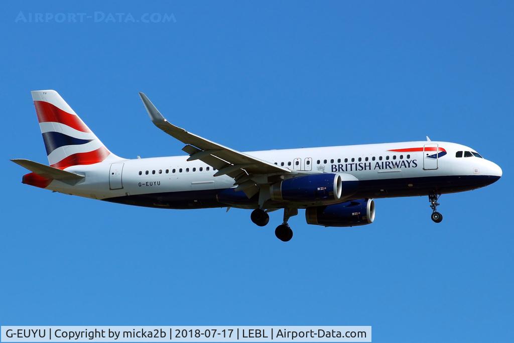 G-EUYU, 2014 Airbus A320-232 C/N 6028, Landing