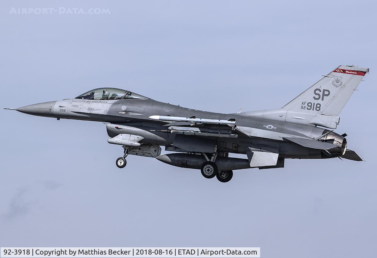92-3918, 1992 General Dynamics F-16C Fighting Falcon C/N CC-160, 92-3918