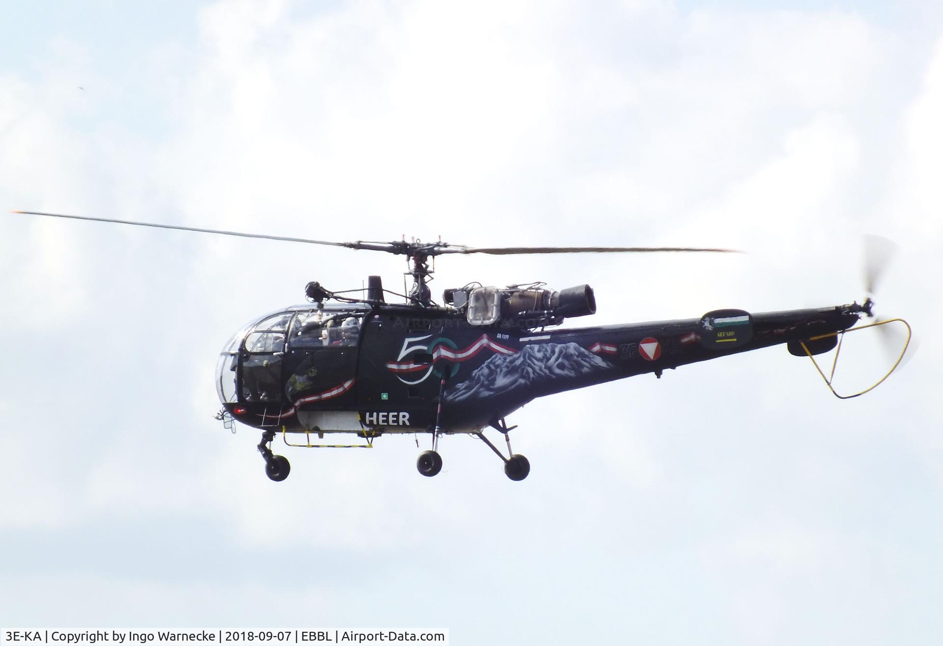 3E-KA, Aérospatiale SA-316B Alouette III C/N 1377, Aerospatiale SA.316B Alouette III of the Austrian Army (Bundesheer) in '50 years jubilee' special colours at the 2018 BAFD spotters day, Kleine Brogel airbase