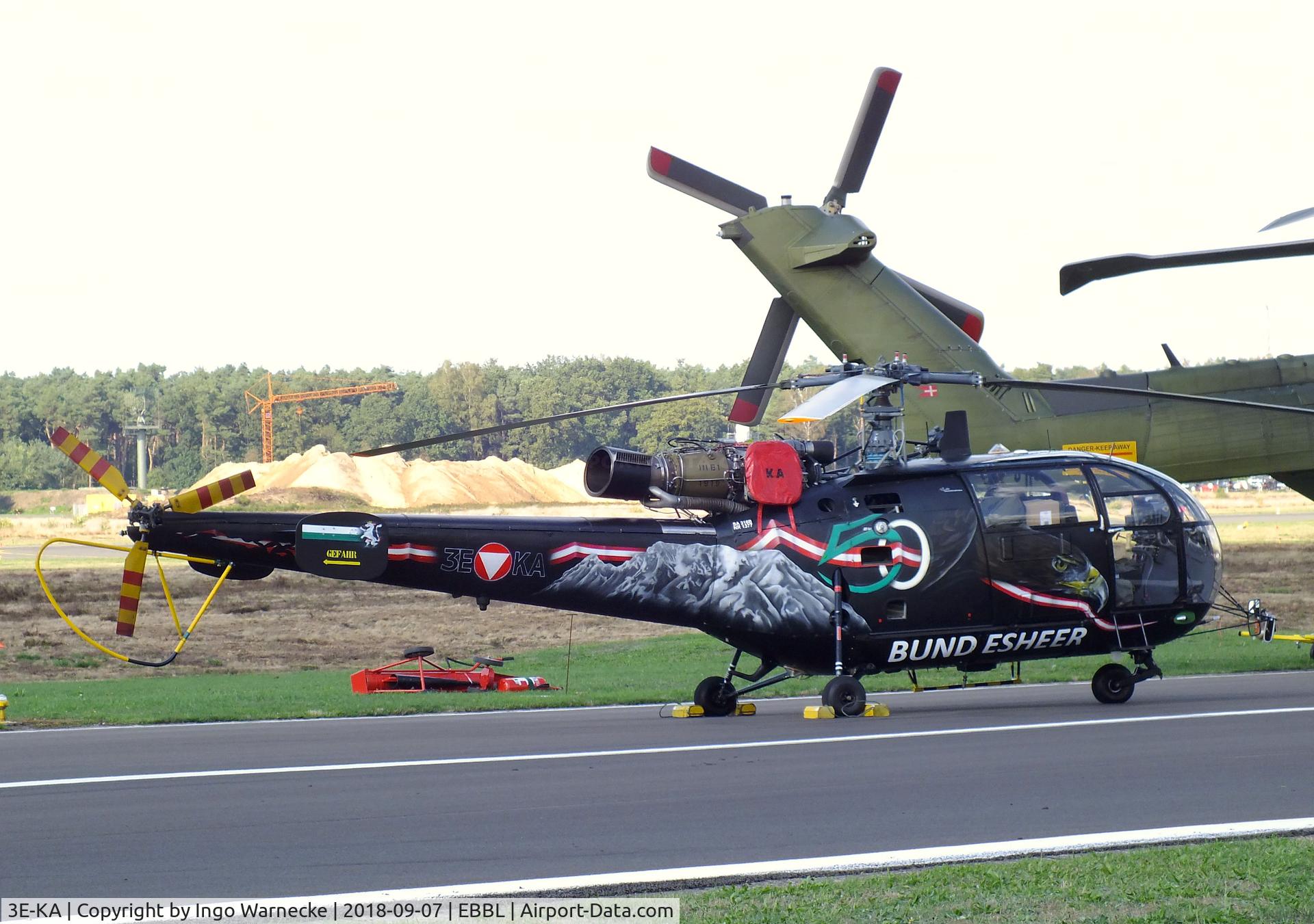 3E-KA, Aérospatiale SA-316B Alouette III C/N 1377, Aerospatiale SA.316B Alouette III of the Austrian Army (Bundesheer) in '50 years jubilee' special colours at the 2018 BAFD spotters day, Kleine Brogel airbase
