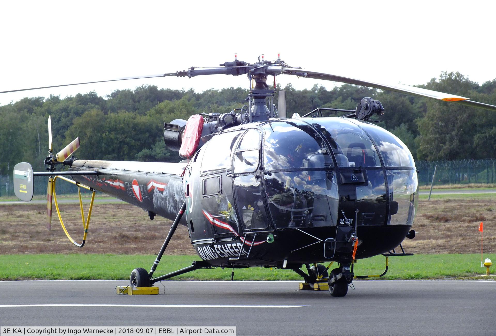 3E-KA, Aérospatiale SA-316B Alouette III C/N 1377, Aerospatiale SA.316B Alouette III of the Austrian Army (Bundesheer) in '50 years jubilee' special colours at the 2018 BAFD spotters day, Kleine Brogel airbase