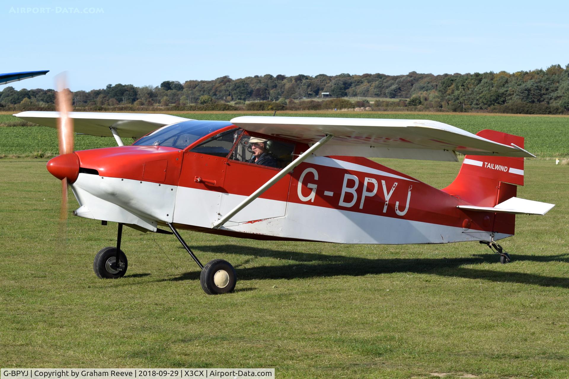 G-BPYJ, 1990 Wittman W-8 Tailwind C/N PFA 031-11028, Just landed at Northrepps.