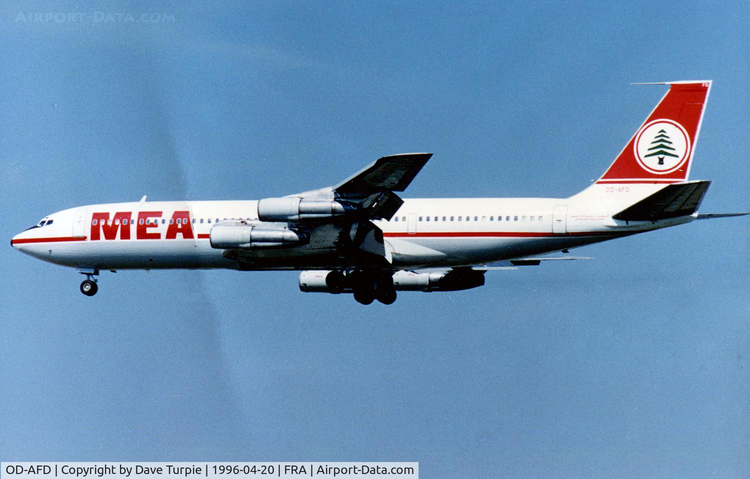 OD-AFD, 1969 Boeing 707-3B4C C/N 20259, Scanned from a print photo that I took.  Unfortunately it got creased long ago.