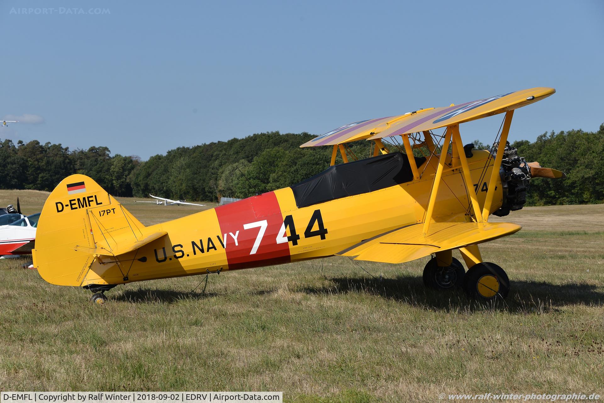D-EMFL, 1942 Boeing PT-17 Kaydet (A75N1) C/N 75-4695, Boeing  A75N1 Stearman PT-17 Kaydet - Private - 75-4695 - D-EMFL - 02.09.0218 - EDRV