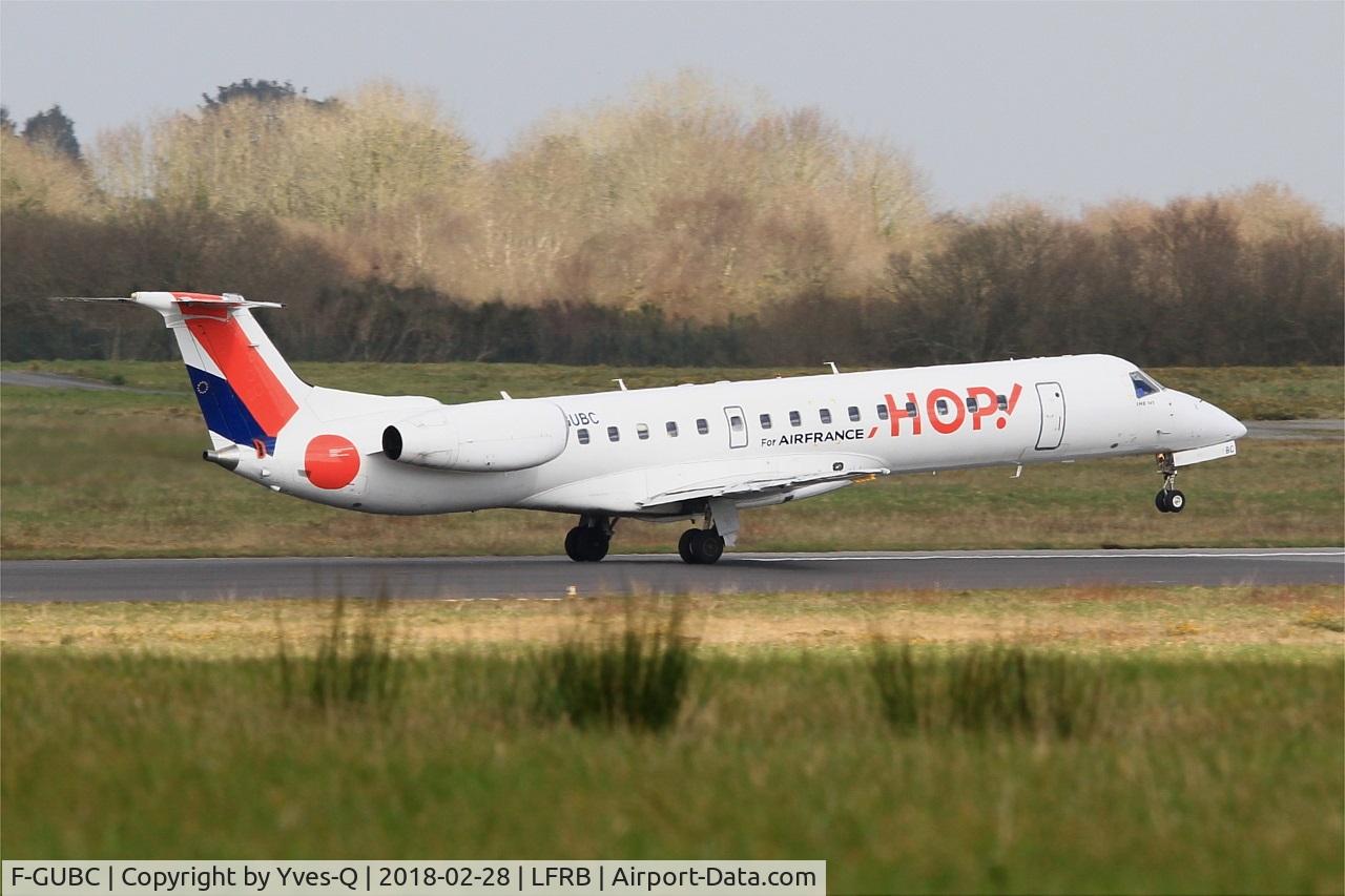 F-GUBC, 2002 Embraer ERJ-145LR (EMB-145LR) C/N 145556, Embraer ERJ-145LR, Take off rwy 07R, Brest-Bretagne airport (LFRB-BES)