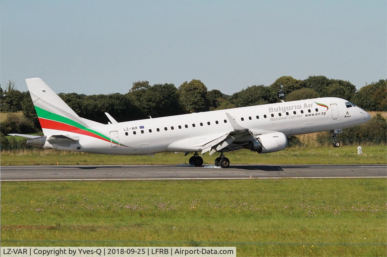 LZ-VAR, 2012 Embraer 190AR (ERJ-190-100IGW) C/N 19000496, Embraer 190AR, Landing rwy 07R, Brest-Guipavas Airport (LFRB-BES)