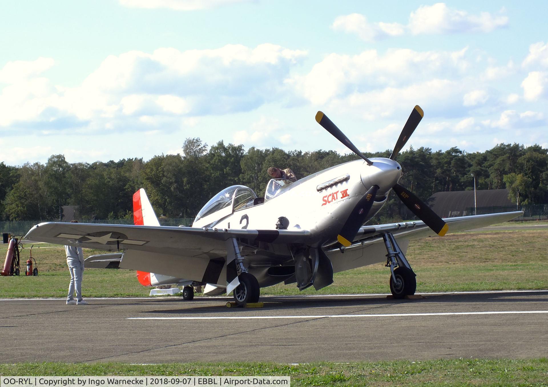 OO-RYL, 1944 North American TF-51D Mustang C/N 122-39381, North American TF-51D Mustang at the 2018 BAFD spotters day, Kleine Brogel airbase