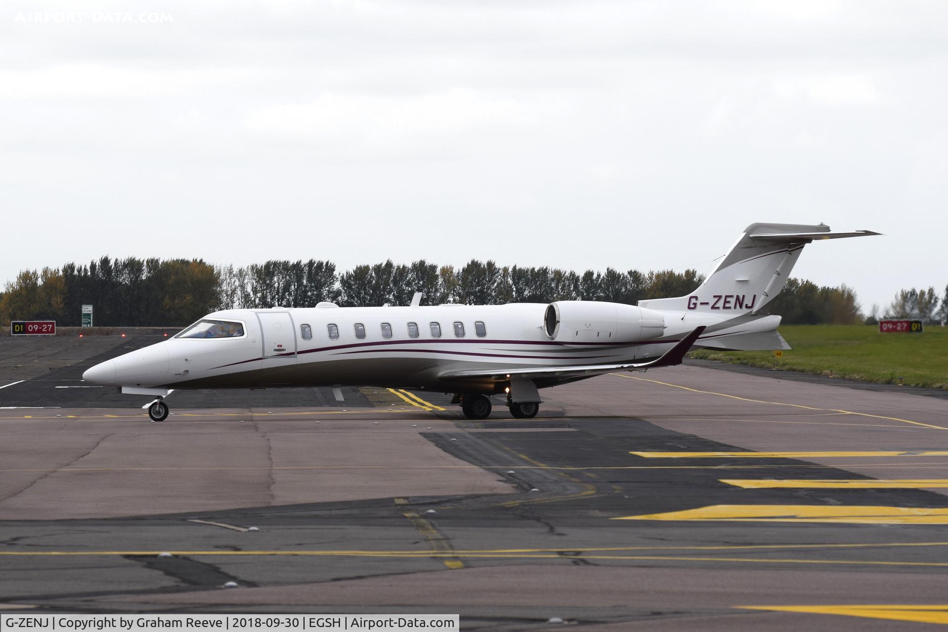 G-ZENJ, 2018 Learjet 75 C/N 45-565, Just landed at Norwich.