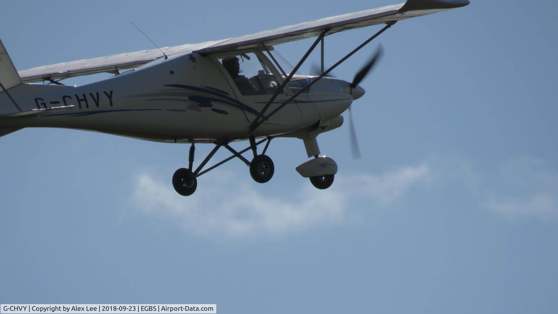 G-CHVY, 2013 Comco Ikarus C42 FB80 Bravo C/N 1304-7246, Taking off from Shobdon