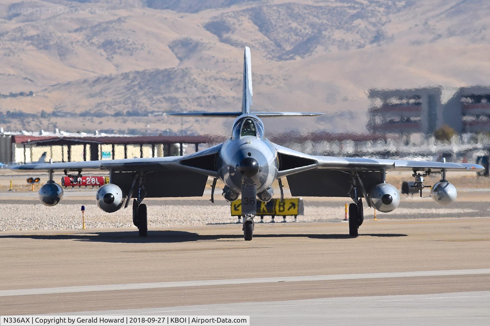 N336AX, Hawker Hunter F.58 C/N 41H-697396, Taxiing to south GA ramp.