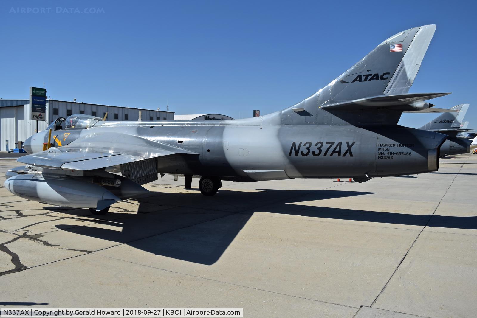 N337AX, Hawker Hunter F.58 C/N 41H-697456, Parked on the south GA ramp.