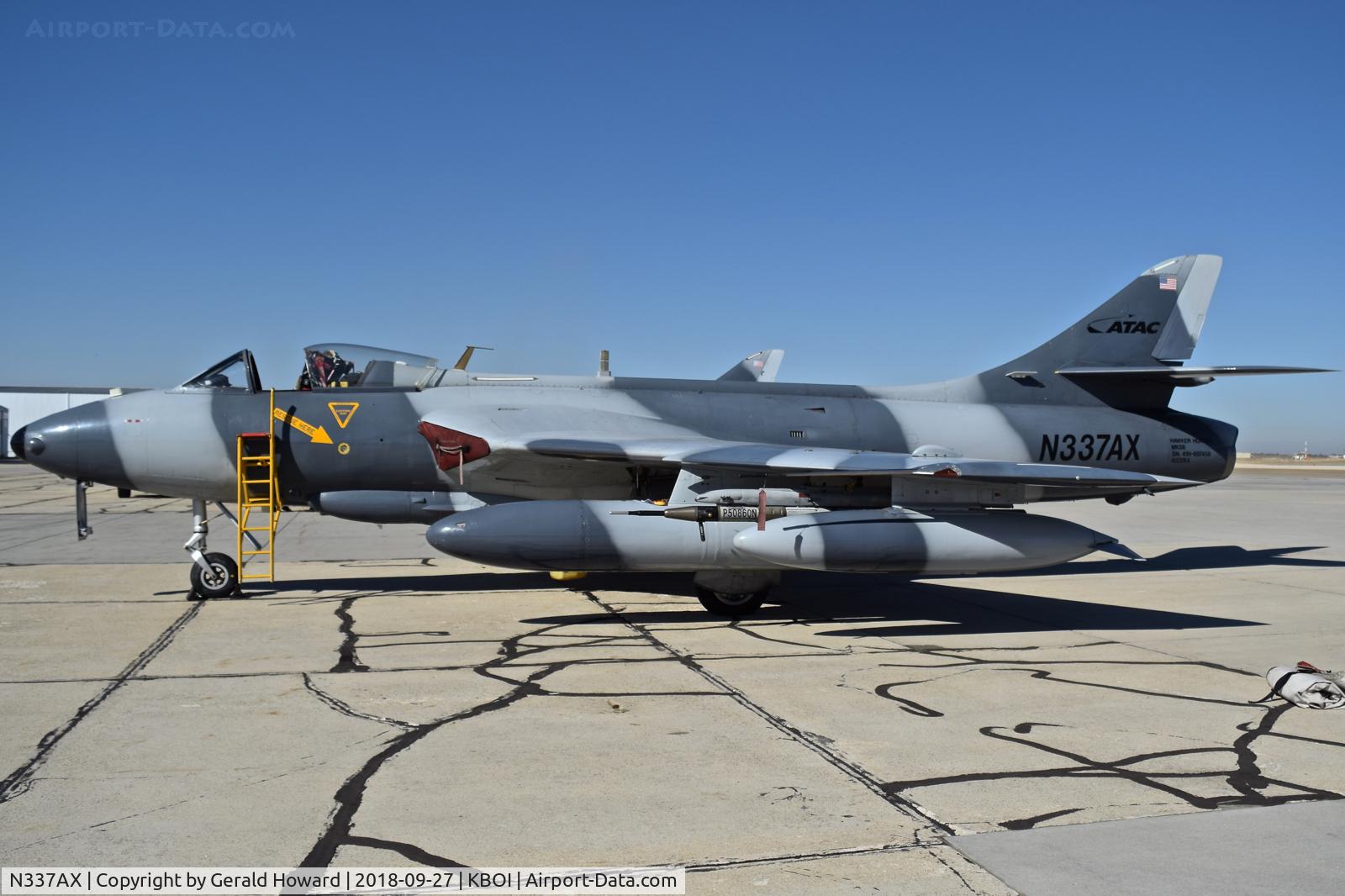 N337AX, Hawker Hunter F.58 C/N 41H-697456, One of Airborne Tactical Advantage Company's (ATAC) Hawker Hunters used in training with Air Force and Navy fighters.