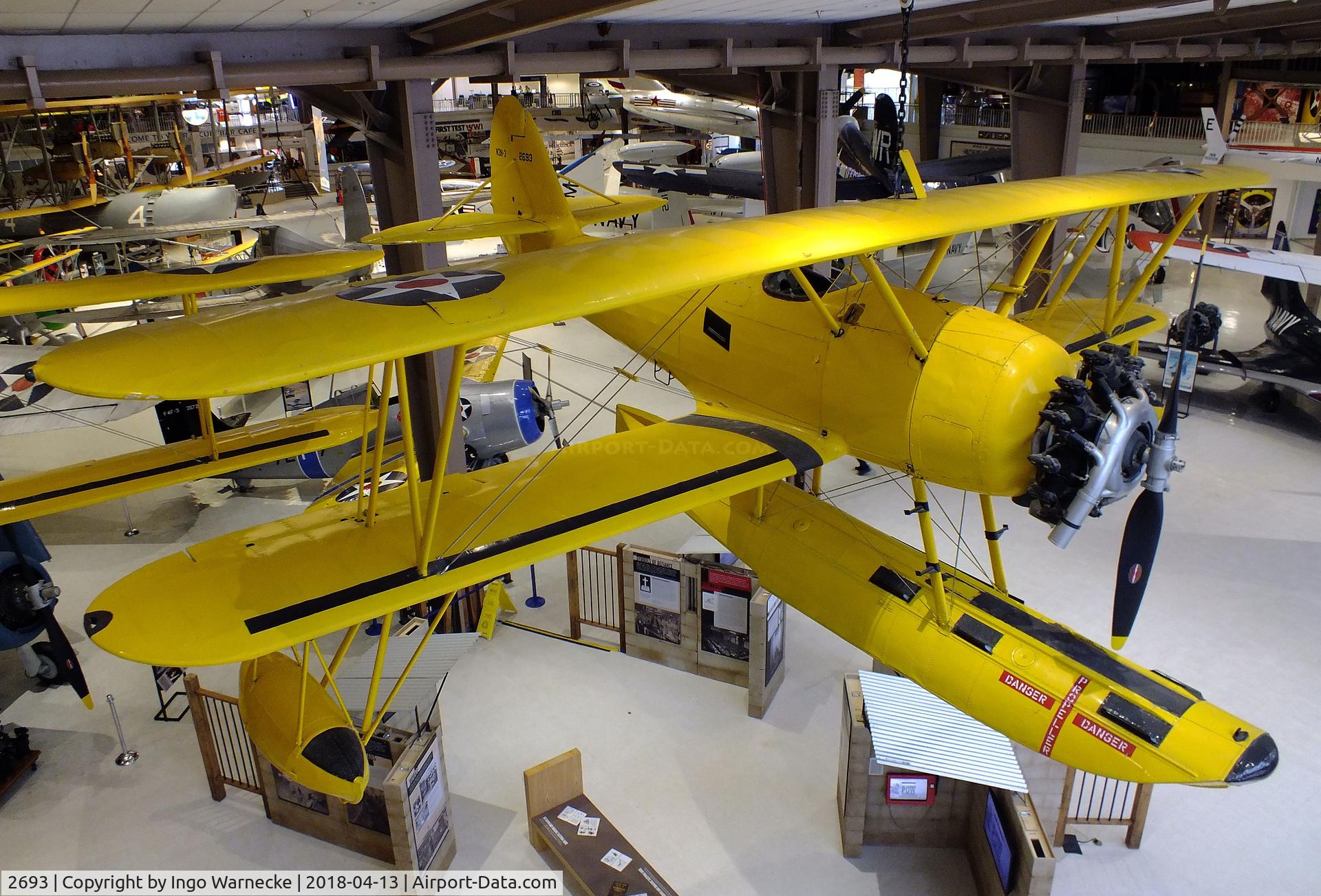 2693, Naval Aircraft Factory N3N-3 C/N Not found 2693, Naval Aircraft Factory N3N-3 'Yellow Peril' on float at the NMNA, Pensacola FL