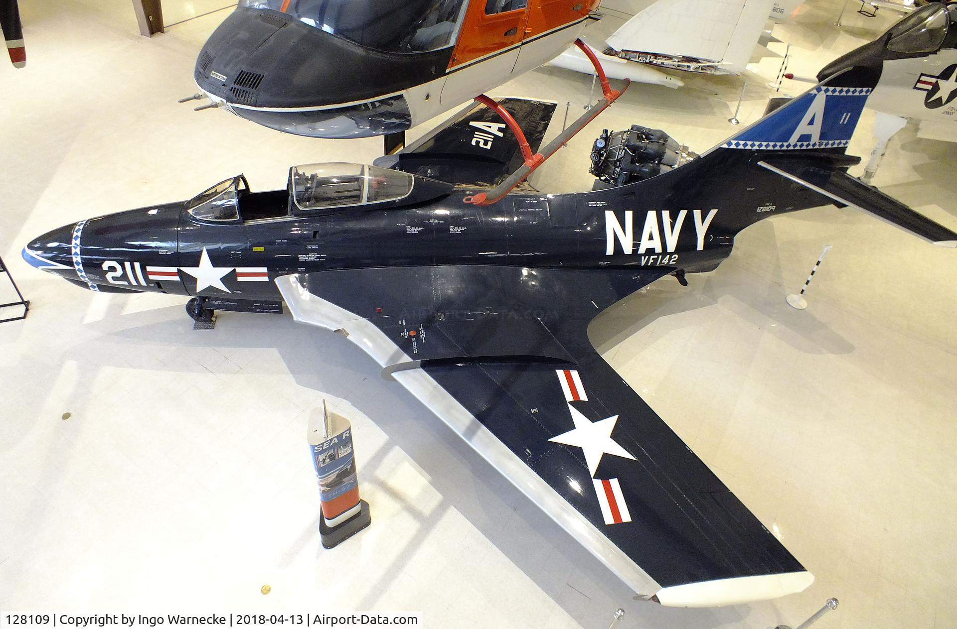 128109, 1952 Grumman F9F-6 Cougar C/N Not found 128109, Grumman F9F-6 Cougar at the NMNA, Pensacola FL