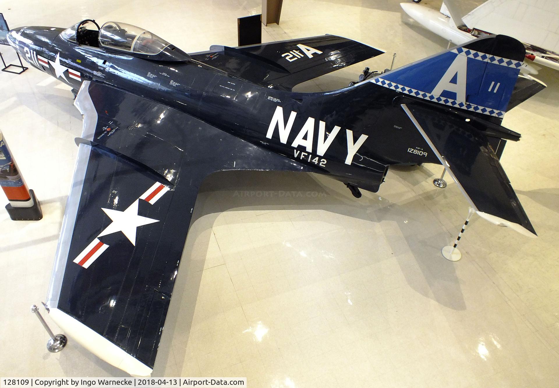 128109, 1952 Grumman F9F-6 Cougar C/N Not found 128109, Grumman F9F-6 Cougar at the NMNA, Pensacola FL