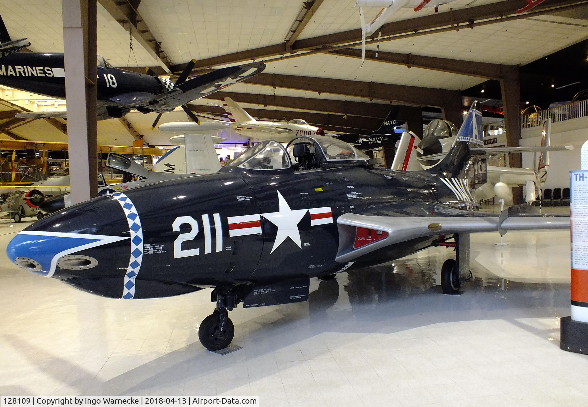 128109, 1952 Grumman F9F-6 Cougar C/N Not found 128109, Grumman F9F-6 Cougar at the NMNA, Pensacola FL