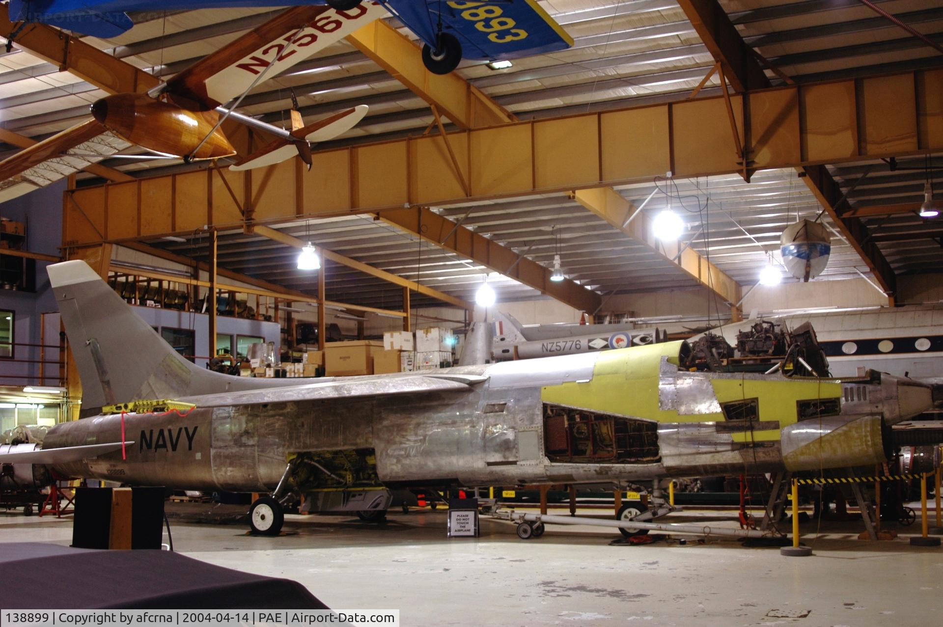 138899, 1955 Vought XF8U-1/XF-8A C/N Not found 138899, RESTORATION HANGER PAINE FIELD