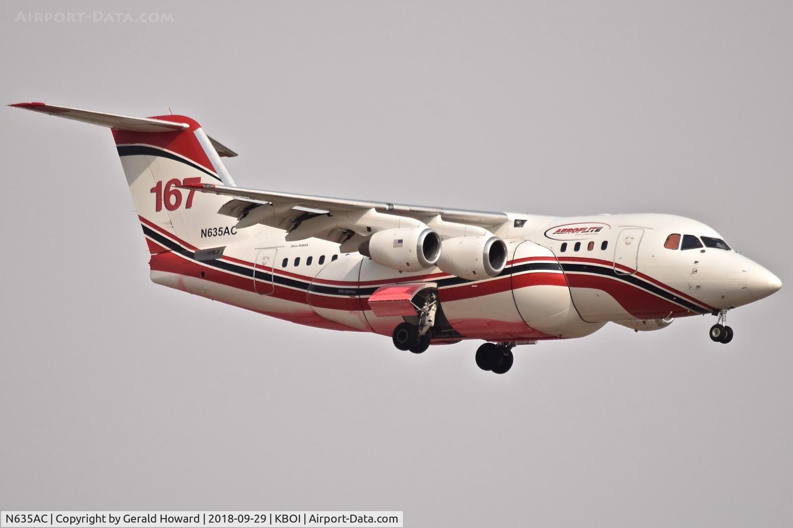 N635AC, 1998 British Aerospace Avro 146-RJ85 C/N E.2330, Landing RWY 10L.