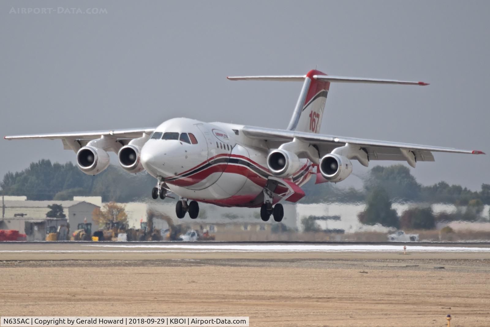 N635AC, 1998 British Aerospace Avro 146-RJ85 C/N E.2330, Landing RWY 10L.