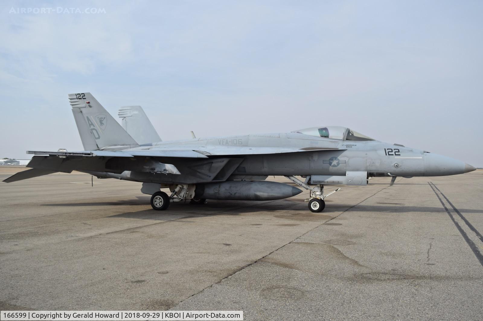 166599, Boeing F/A-18E Super Hornet C/N E095, Parked on the north GA ramp.  VFA-106 