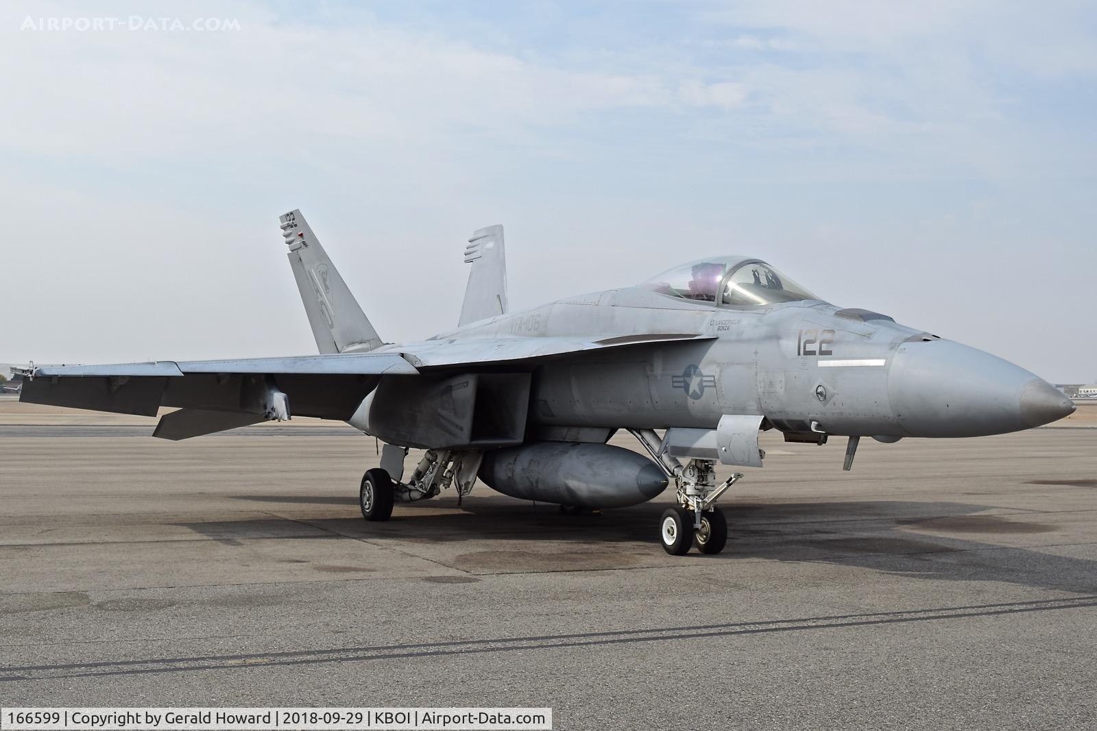 166599, Boeing F/A-18E Super Hornet C/N E095, Parked on the north GA ramp.  VFA-106 