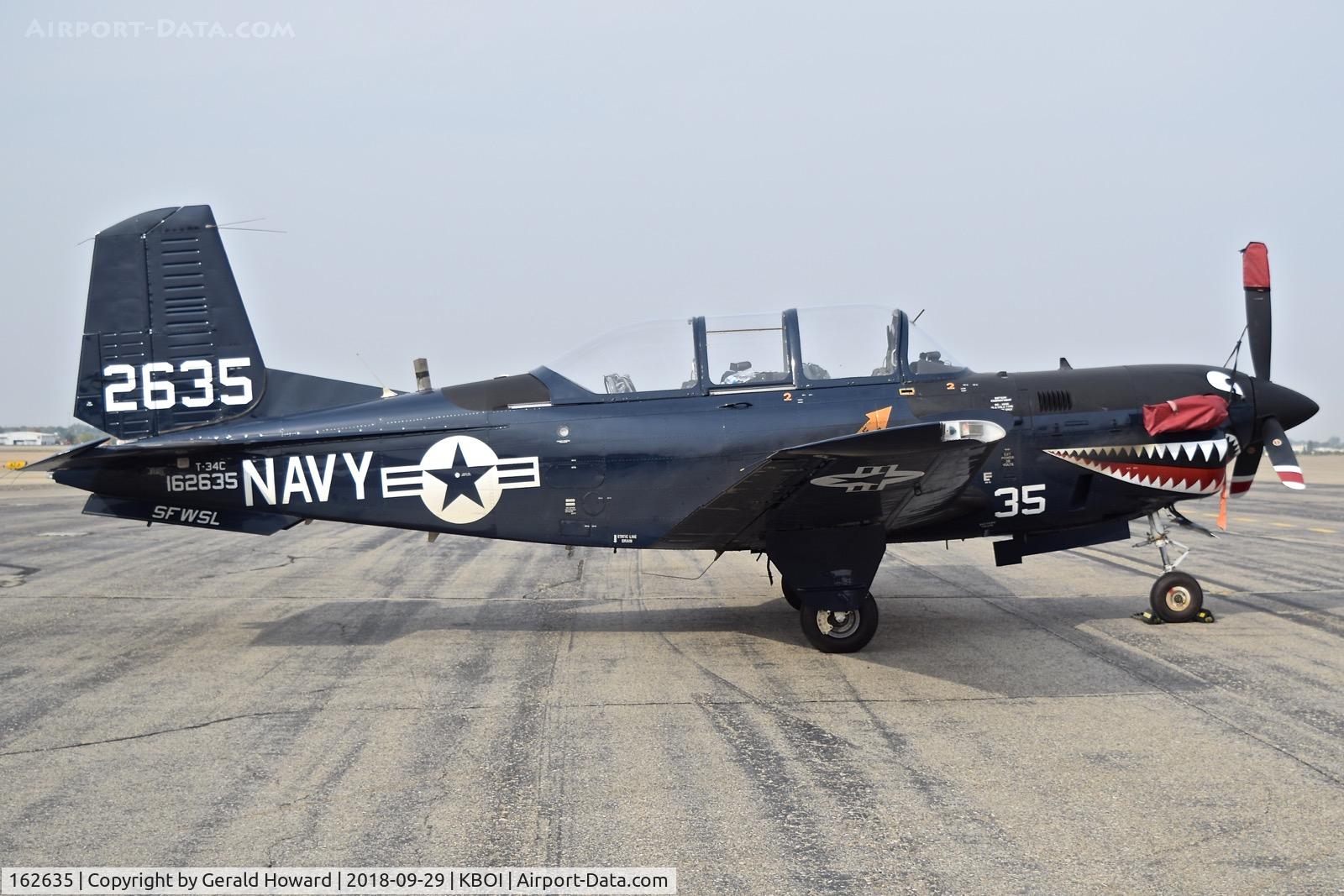 162635, Beech T-34C Mentor C/N GL-320, Parked on the north GA ramp.   Strike Fighter Weapons School (SFWSL), NAS Oceana, Virginia Beach, VA,
