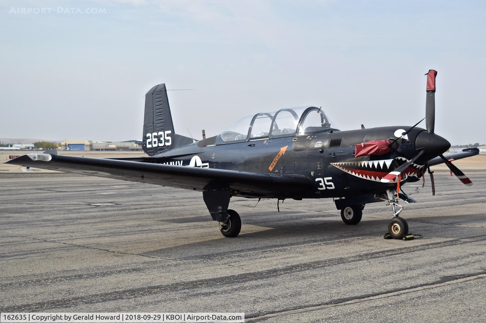 162635, Beech T-34C Mentor C/N GL-320, Parked on the north GA ramp.   Strike Fighter Weapons School (SFWSL), NAS Oceana, Virginia Beach, VA,