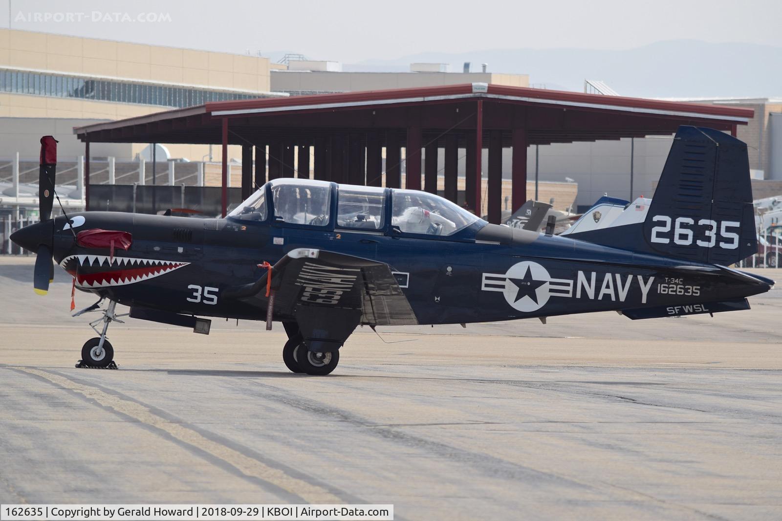 162635, Beech T-34C Mentor C/N GL-320, Parked on the north GA ramp.   Strike Fighter Weapons School (SFWSL), NAS Oceana, Virginia Beach, VA,